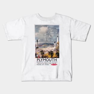 Plymouth, Devon - BR - Vintage Railway Travel Poster - 1948-1965 Kids T-Shirt